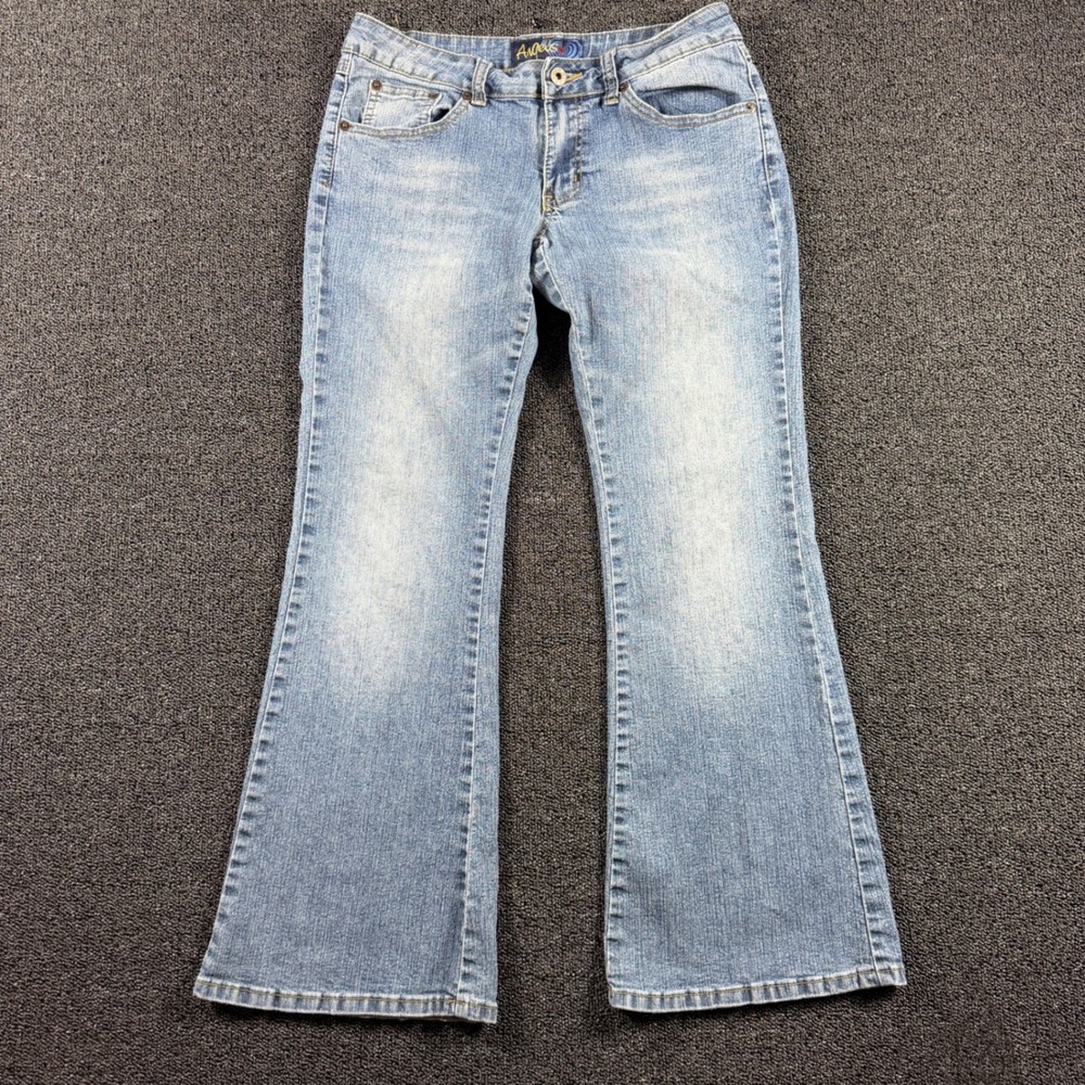Vintage Angels Low Rise Flare Jeans Women's 11 Short Light Wash Blue Denim Y2K